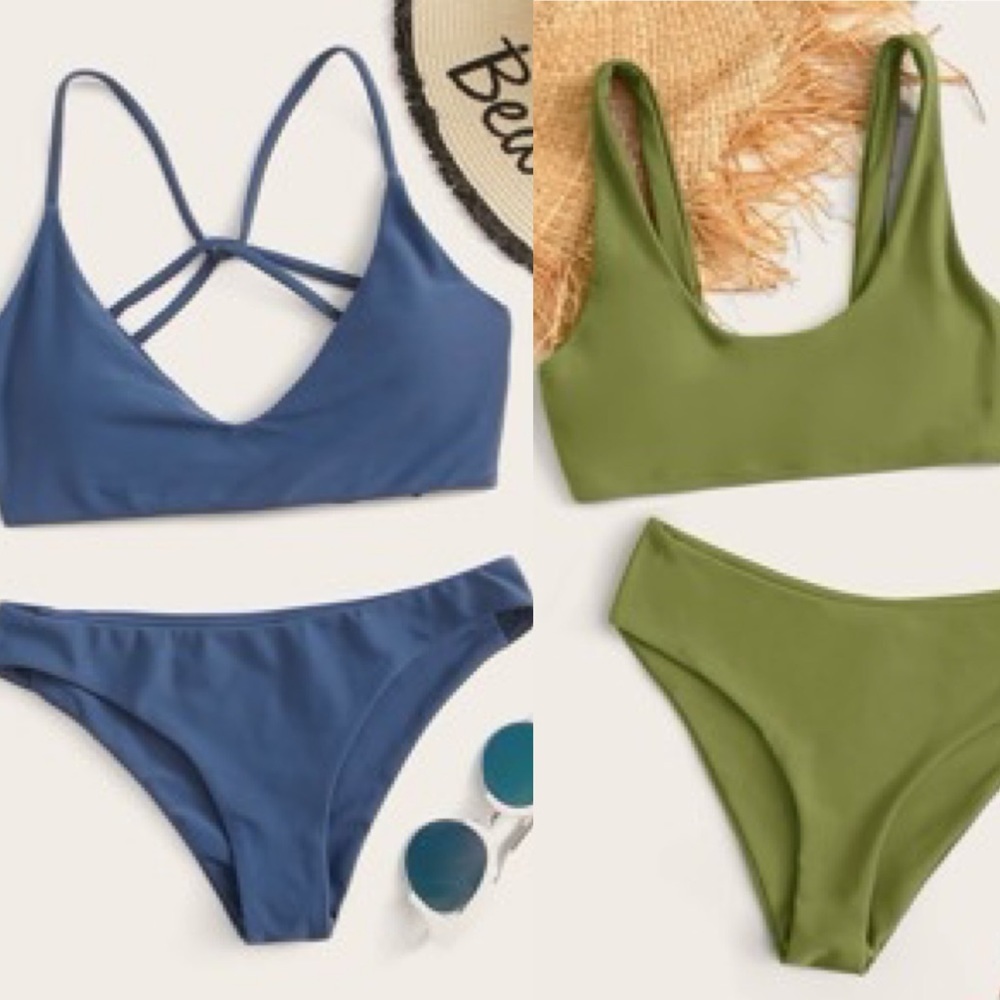 2 NWT Shein Swimsuits (green & blue | small)
